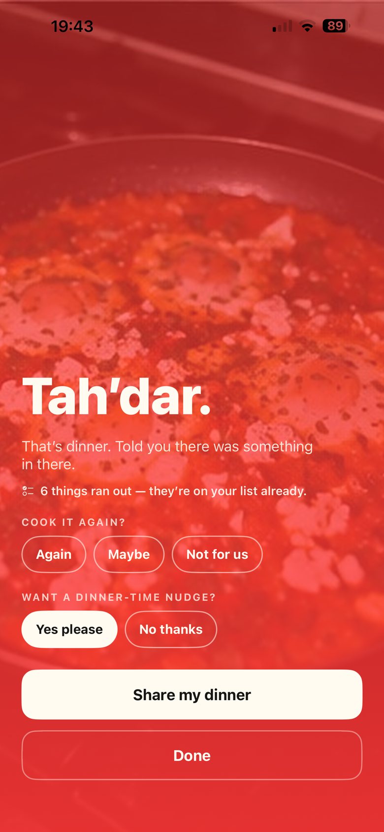 The real Tah’dar completion screen